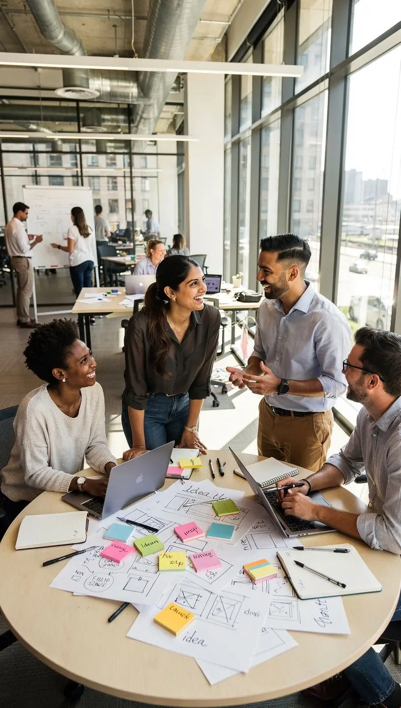 Przestronna sala konferencyjna z dużym stołem i ergonomicznymi krzesłami.